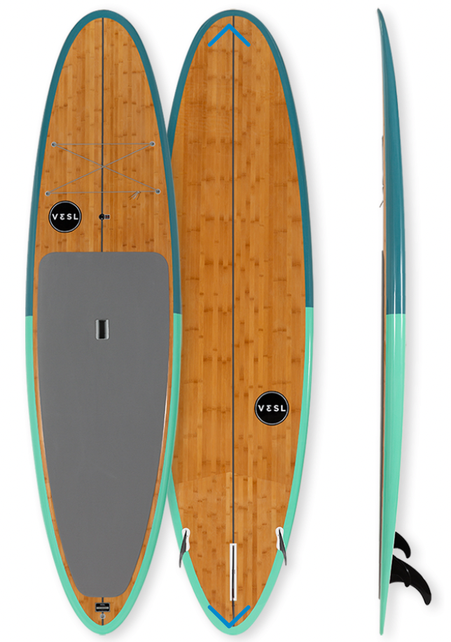VESL Real Bamboo Wood Paddle Board Emerald Bay UP Sports